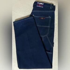 FUBU The Collection Men’s Cargo Carpenter Jeans 36 Straight Leg Y2K Denim Flawed
